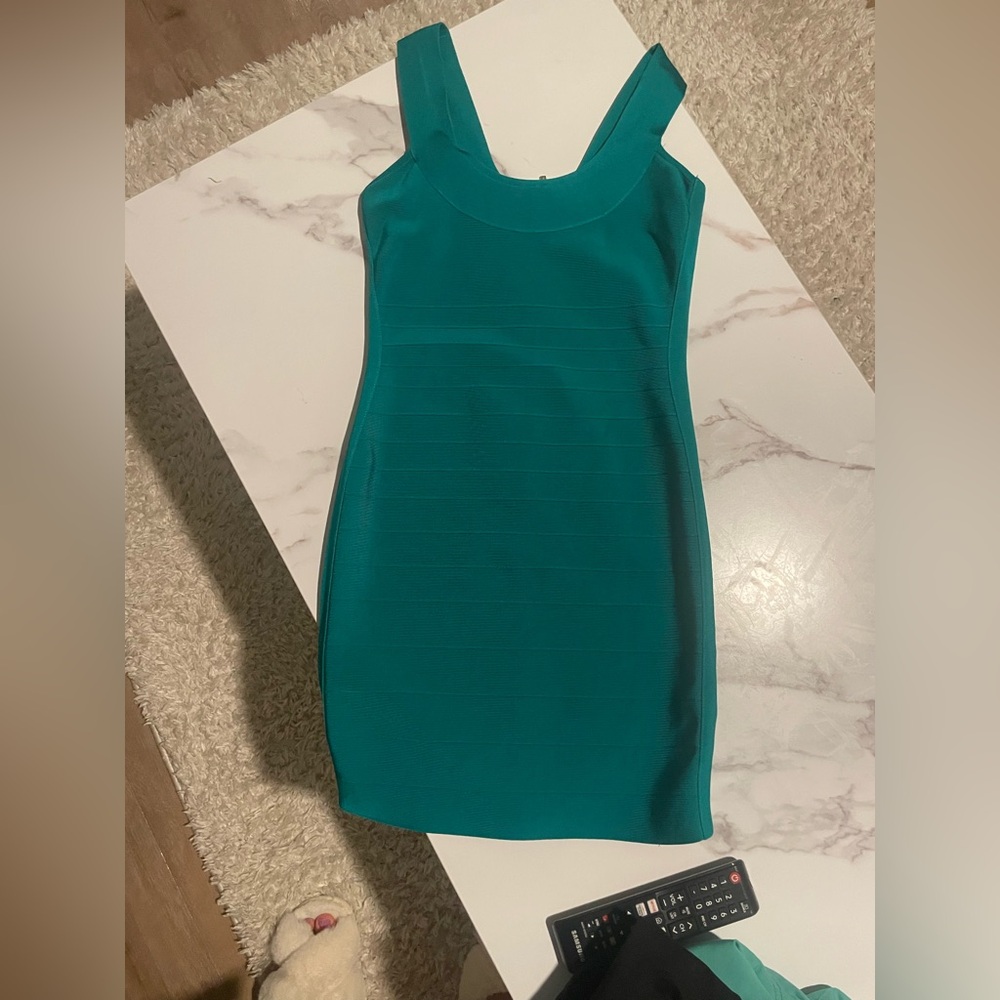 Marciano Green Bodycon Mini Dress Scoop Neck Sleeveless